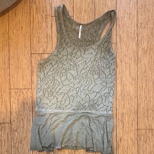 Free People Lace Tank Top - Olive Green